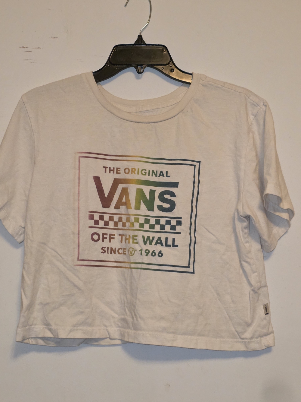 Vans White Short Sleeve Tee with Multicolor Logo